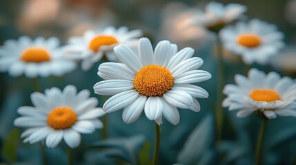 A field of daisies with white petals and yellow centers