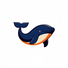 Cartoon whale illustration with blue and orange hues in motion