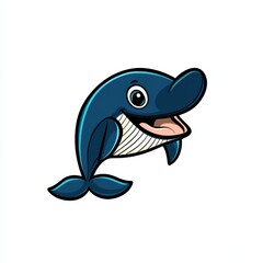 Naklejka premium Cartoon dolphin leaping out of the water with a playful expression