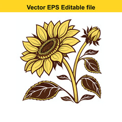Hand drawing sunflower vector