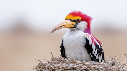 Obraz premium Vibrant bird perched in a nest