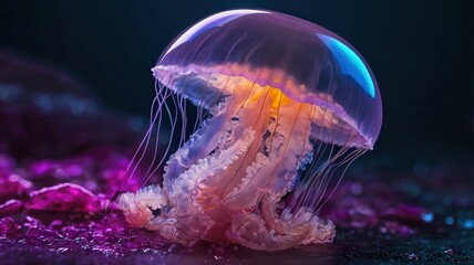 Fototapeta premium Jellyfish neon gradient background