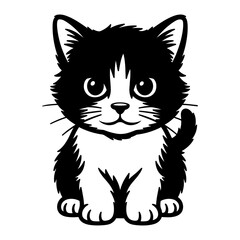 Fototapeta premium Playful Cartoon Kitten with Mischievous Expression