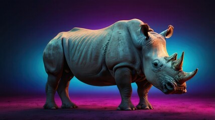 Fototapeta premium Rhino neon gradient background