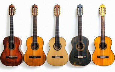 Fototapeta premium Acoustic Guitar Showcase A Variety of Styles and Finishes suitable for conference presentation slide