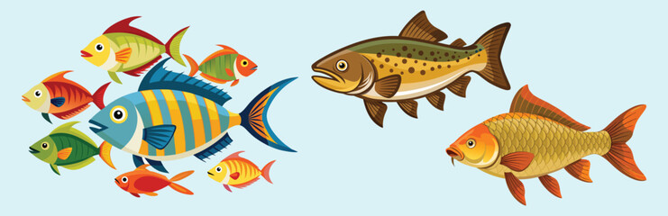 Naklejka premium Skipjack shad alosa chrysochloris, fish from North America vector set 