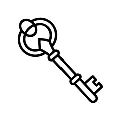 Antique Key with Decorative Loop Handle Icon Design