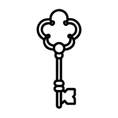 Antique Key with Decorative Loop Handle Icon Design