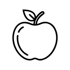 Apple Fruit with Leaf and Rounded Shape Icon Design