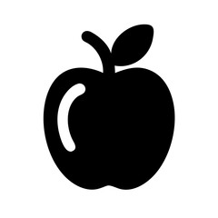 Apple Fruit with Leaf and Rounded Shape Icon Design