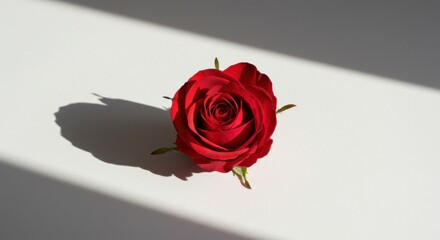 Red Rose on White Surface (Photo)