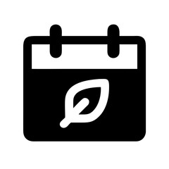 Calendar with Leaf Symbol Icon Design