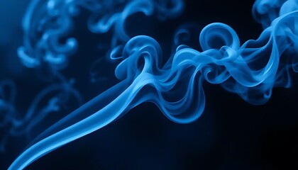 Fototapeta premium Abstract blue fume trails against a dark backdrop for evocative compositions