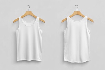 Blank white tank tops on hangers (1)