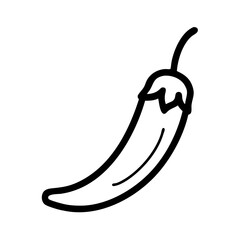 Chili Pepper with Stem Icon Design