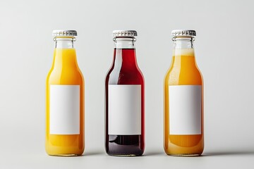 Mockup of three juice bottles