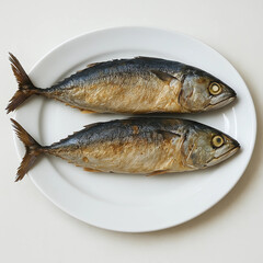 fresh fish on a plate. mackerel on a plate
