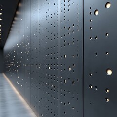 Modern perforated metal wall paneling