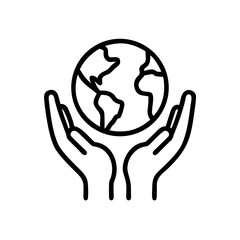 Globe Held by Raised Hands Icon Design
