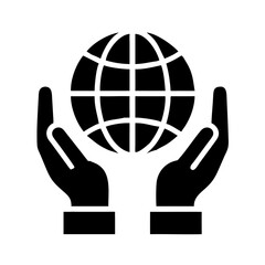 Globe Held by Raised Hands Icon Design