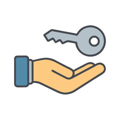Hand Giving Single Key Icon Design