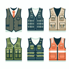 vest, clothing, jacket, isolated, illustration, safety, wear, back, front, garment, clothes, casual, outline, uniform, protection, fashion, flat, waistcoat, vector, pocket, sleeveless, apparel, design