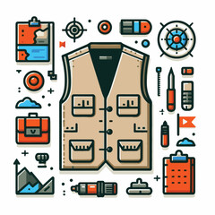 vest, clothing, jacket, isolated, illustration, safety, wear, back, front, garment, clothes, casual, outline, uniform, protection, fashion, flat, waistcoat, vector, pocket, sleeveless, apparel, design