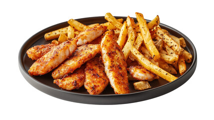 Delicious grilled chicken with crispy fries.