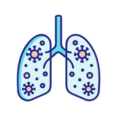 Human Lungs with Virus Spots Icon Design