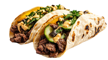 Delicious beef taco wrapped in fresh tortillas.