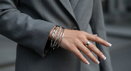 Sophistication in silver: a business woman's elegant style and professionalism