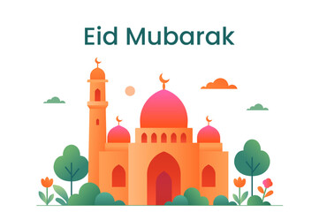 Eid Mubarak Islamic greeting card vector. Eid al Fitr and Eid al Adha calligraphy vector. Happy eid vector illustration. Eid Adha, Eid Fitr calligraphy in Islamic art