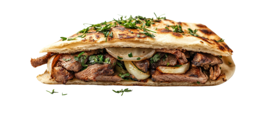 Delicious grilled meat wrapped in flatbread.