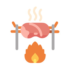 Meat Roasting Over Fire Icon Design