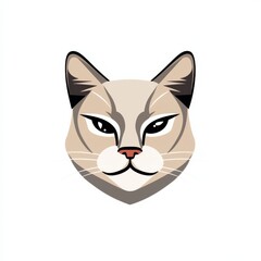 Stylized illustration of a cat's face with a serene expression and muted colors
