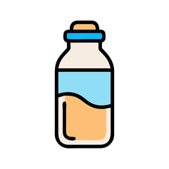 Milk Protein Bottle with Nutritional Label Icon Design