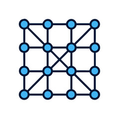 Molecular Network Structure with Connected Nodes Icon Design