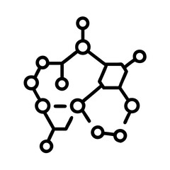 Molecular Network Structure with Connected Nodes Icon Design