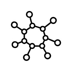 Molecular Network Structure with Connected Nodes Icon Design
