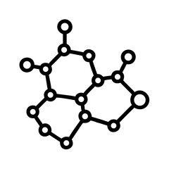 Molecular Network Structure with Connected Nodes Icon Design