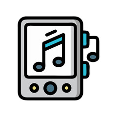 Music Player with Notes Display on Screen Icon Design