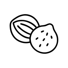 Nutmeg Whole Seeds with Textured Surface Icon Design