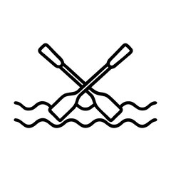 Paddles Floating in Ocean Water with Waves Icon Design