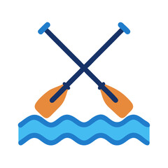 Paddles Floating in Ocean Water with Waves Icon Design