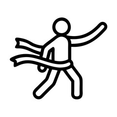 Person Crossing Finish Line Ribbon in Victory Icon Design