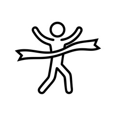 Person Crossing Finish Line Ribbon in Victory Icon Design