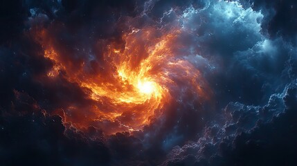 Fototapeta premium A swirling vortex of energy forming in the center of a dark and stormy cloud