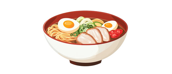 Delicious ramen bowl with toppings and broth.