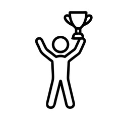 Person Raising Trophy in Joyful Celebration Icon Design