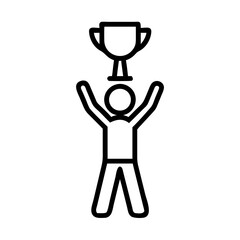 Person Raising Trophy in Joyful Celebration Icon Design